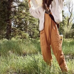 Free People FP Movement Harem Jumpsuit Womens S Orange Wide Leg Boho Festival